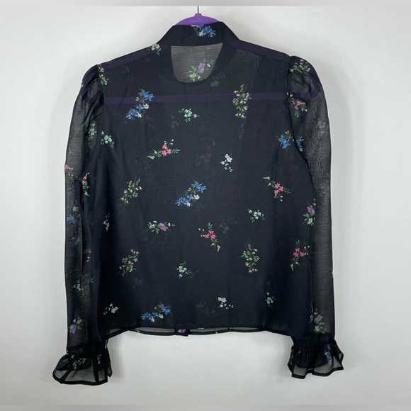 H&M Puffed Sleeve Ruffled Blouse - Black w/floral print - Picture 8 of 12